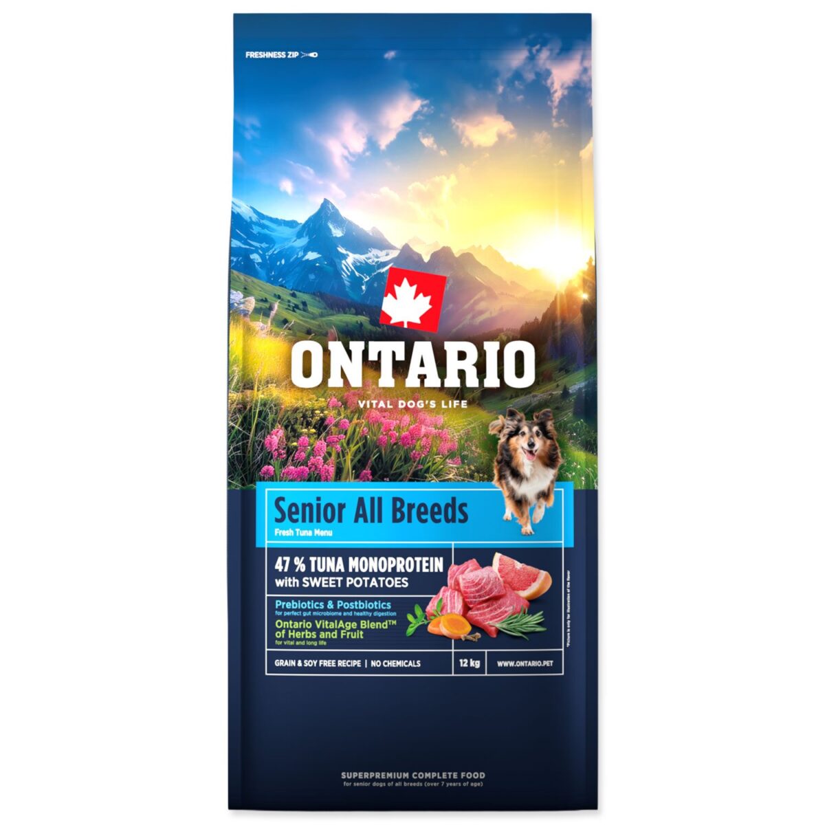 Krmivo Ontario Senior All Breeds Monoprotein Tuna & Sweet Potatoes 12kg Krmivo Ontario Senior All Breeds Monoprotein Tuna & Sweet Potatoes 12kg