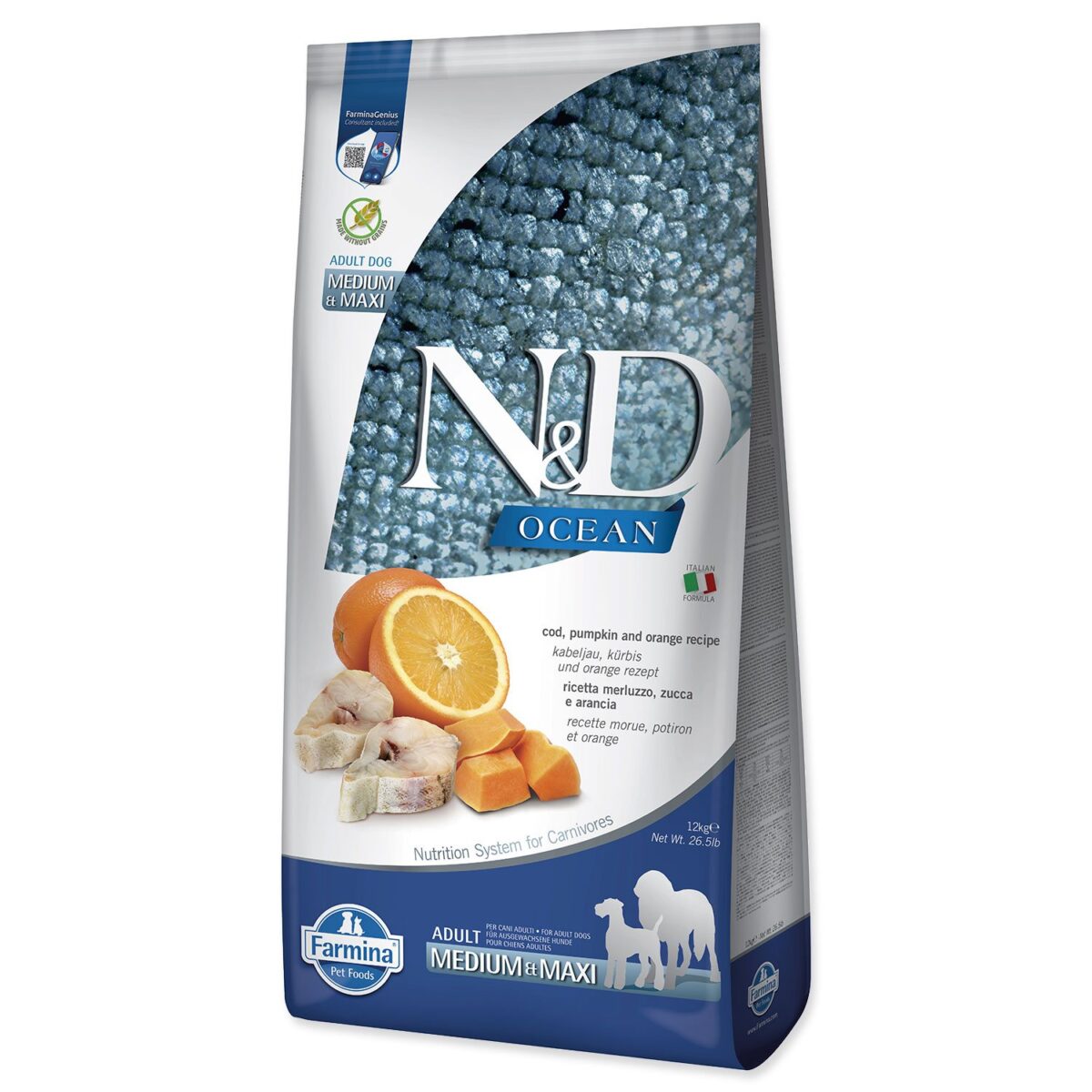 Krmivo N&D Dog Ocean Adult Medium & Maxi Codfish Krmivo N&D Dog Ocean Adult Medium & Maxi Codfish