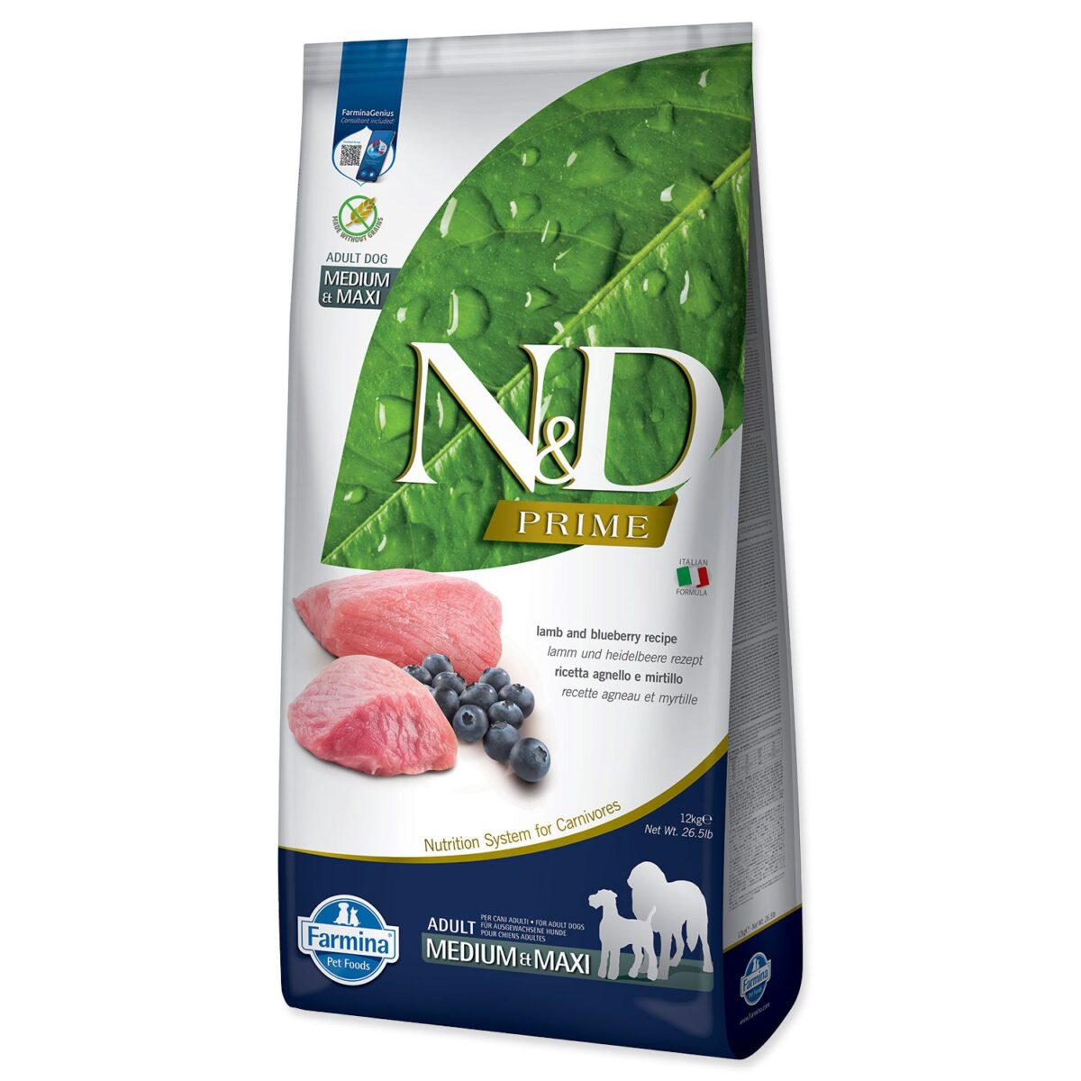 Krmivo N&D Dog Prime Adult Medium & Maxi Lamb & Blueberry 12kg Krmivo N&D Dog Prime Adult Medium & Maxi Lamb & Blueberry 12kg